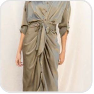 Lilyful Satin Isabella Shirt Dress with waist tie New with tags